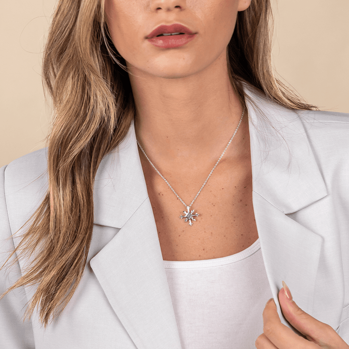 Snowflake Necklace | Gold and White
